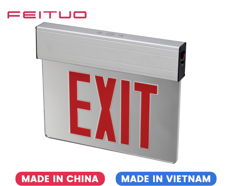 JELEX1RM-Aluminum Housing Red 12 LEDs EXIT Light With Silver Lining Paper