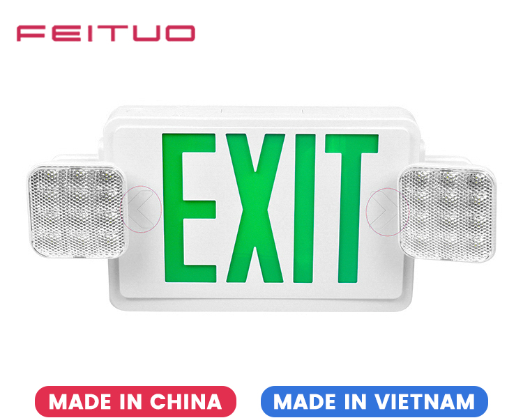 JLEC2GW-LED Combo Emergency Exit Sign with Green Letters