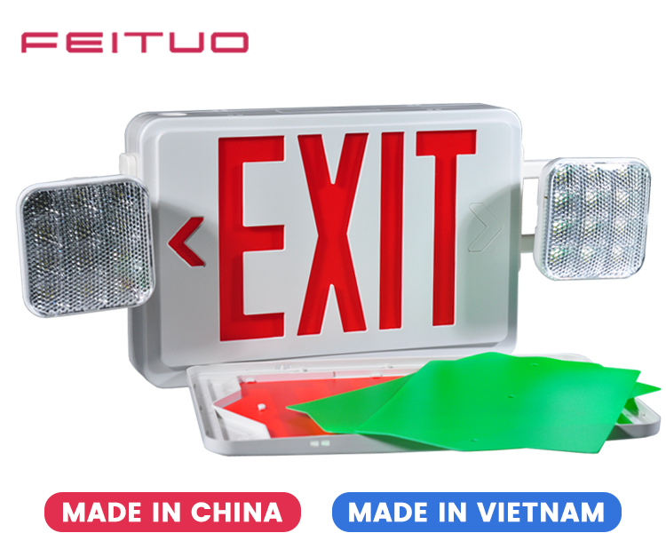 JLEC2BCW-Bi-Color LED Combo Emergency Exit Sign with LED Heads