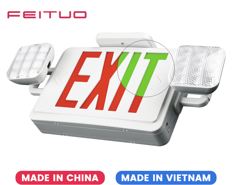 JLEC2BCW-Bi-Color LED Combo Emergency Exit Sign with LED Heads