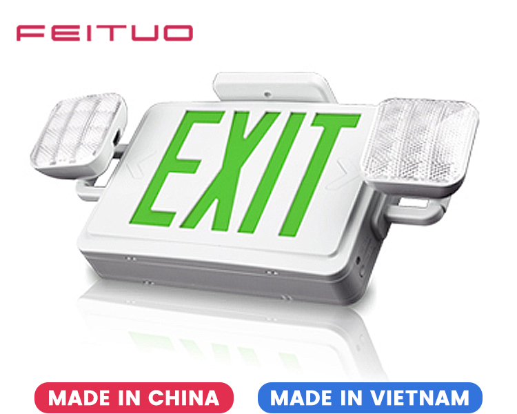 JLEC2BCW-Bi-Color LED Combo Emergency Exit Sign with LED Heads