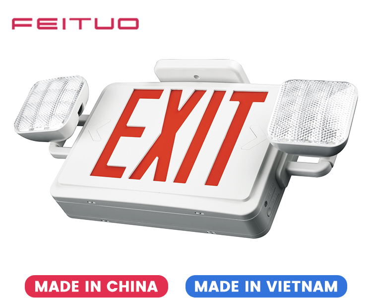 JLEC2BCW-Bi-Color LED Combo Emergency Exit Sign with LED Heads