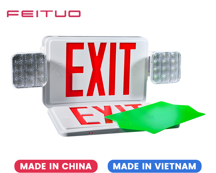 JLEC2BCW-Bi-Color LED Combo Emergency Exit Sign with LED Heads