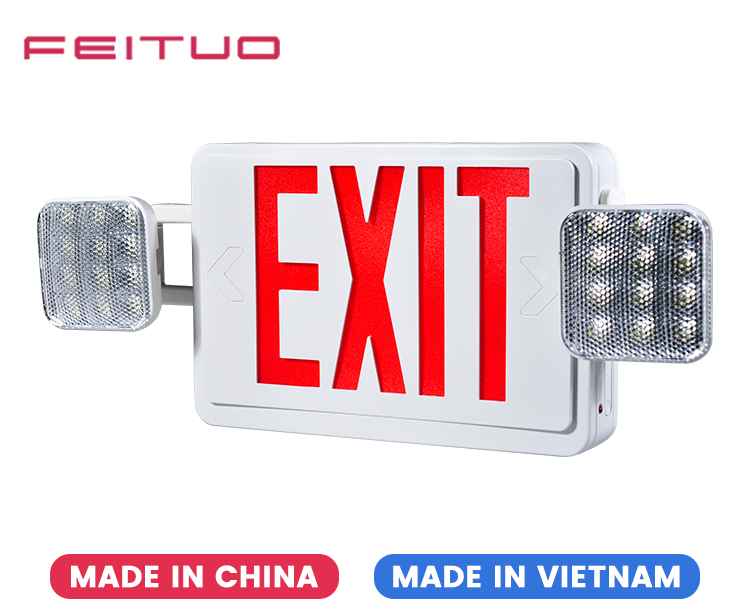 JLEC2BCW-Bi-Color LED Combo Emergency Exit Sign with LED Heads