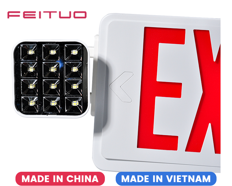 JLEC2BCW-Bi-Color LED Combo Emergency Exit Sign with LED Heads