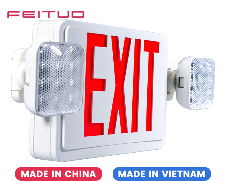 JLEC2BCW-Bi-Color LED Combo Emergency Exit Sign with LED Heads