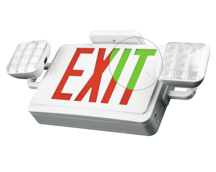 JLEC2BCW-Bi-Color LED Combo Emergency Exit Sign with LED Heads