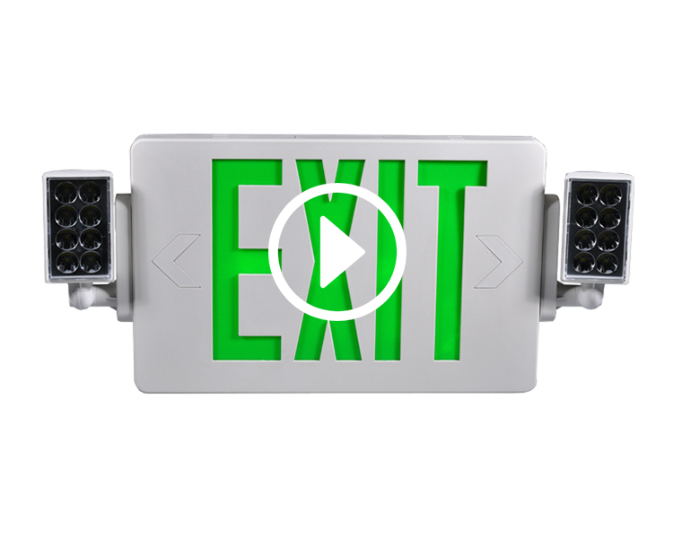JLECD2GW-Green Emergency Fire Exit Lights with LED Heads